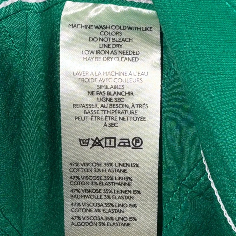 Anthropologie The Colette Magic Fabric Green with White Trim Pants - Picture 4 of 5